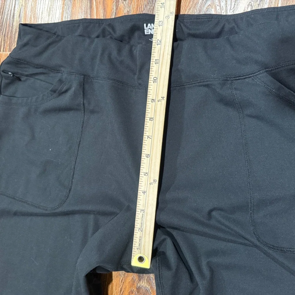 Lands End 2X Active Pants Womens Black Straight Leg Stretch Pockets 20W-22W